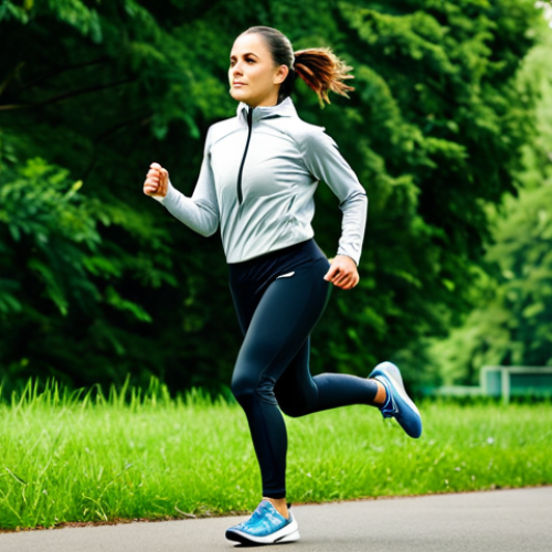 Home 10 A determined individual, fully clothed in modest athletic wear, jogging through a lush green park, symbolizing renewed health after quitting smoking, appropriate content, safe for work, perfect anatomy, natural proportions, family-friendly.