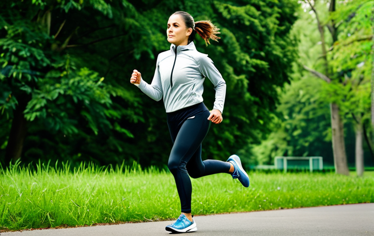 A determined individual, fully clothed in modest athletic wear, jogging through a lush green park, symbolizing renewed health after quitting smoking, appropriate content, safe for work, perfect anatomy, natural proportions, family-friendly.