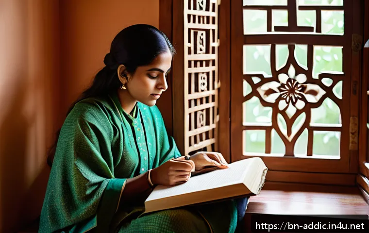 식이장애와 인지행동치료 - A serene, cozy Bengali home setting showing a young adult woman practicing mindfulness meditation ne...
